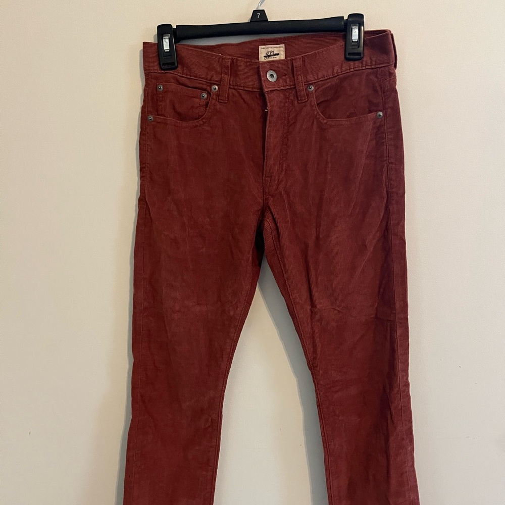 J. Crew jeans redish corduroy! Size 28. Great condition, super cute, flattering